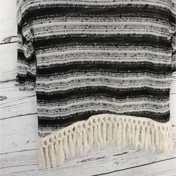 Kensie Girl Fringed Striped Sweater - Picture 2 of 6